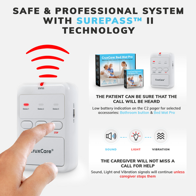 CruxCare C2 Bed Exit Detection System with Pager