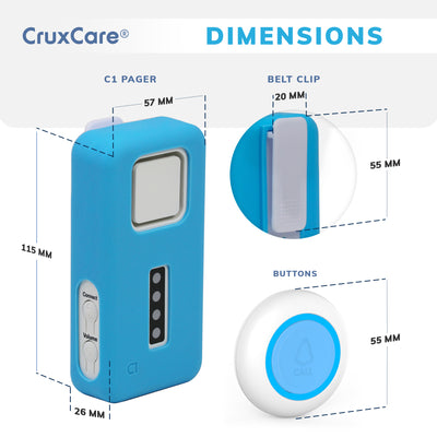 CruxCare C1 Wireless Pager with 2 Call Buttons